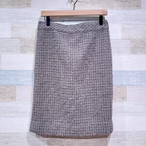 J CREW No.2 Pencil Skirt Gray Metallic Boucle Back Vent Lined Career Womens 4